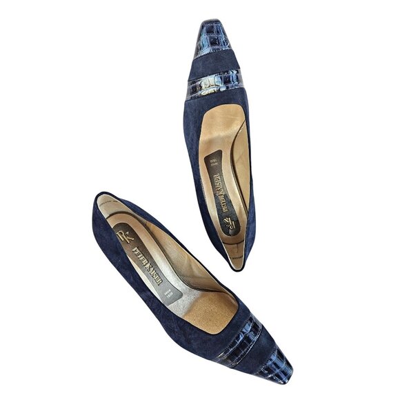 Vintage Peter Kaiser Suede Navy Blue Leather pumps NWOT Germany US Womens 9 9.5 - Picture 12 of 13